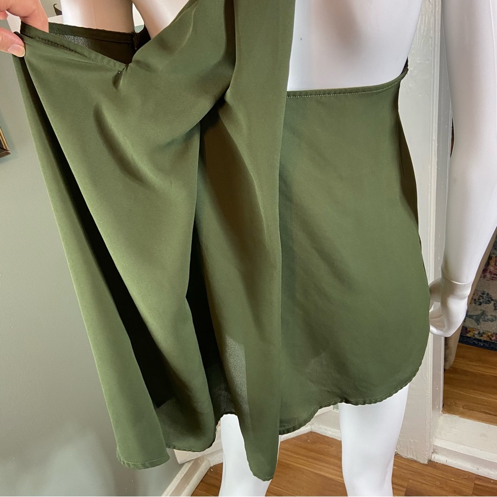 3/$12 Harve Benard Army Green Draped Racerback Tank Top Large L Keyhole - Picture 9 of 12